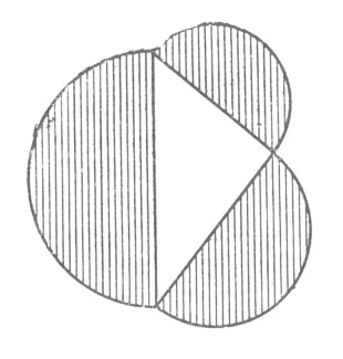 Рис. 105. Сумма площадей полукругов, построенных на катетах, равна полукругу, построенному на гипотенузе