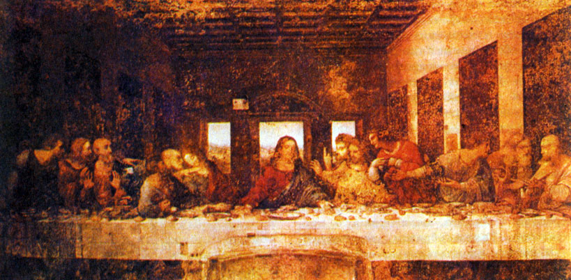 Леонардо да Винчи. Тайная вечеря. Фреска. 1495-1497