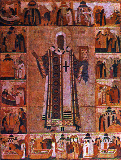 Дионисий. Митрополит Алексий в житии. Начало XVI в. Икона из Успенского собора Московского Кремля