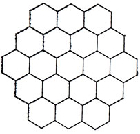 Рис. 140. Пчелиные соты (их можно, псжрыть 19 односторонними треугольными монстрами шестого порядка)