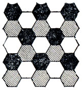 Рис. 142. Трехцветная раскраска шестиугольников