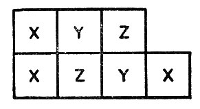 Рис. 1. Пример части сотообразного пространства, демонстрирующий конфигурацию, определенную только для семи ячеек